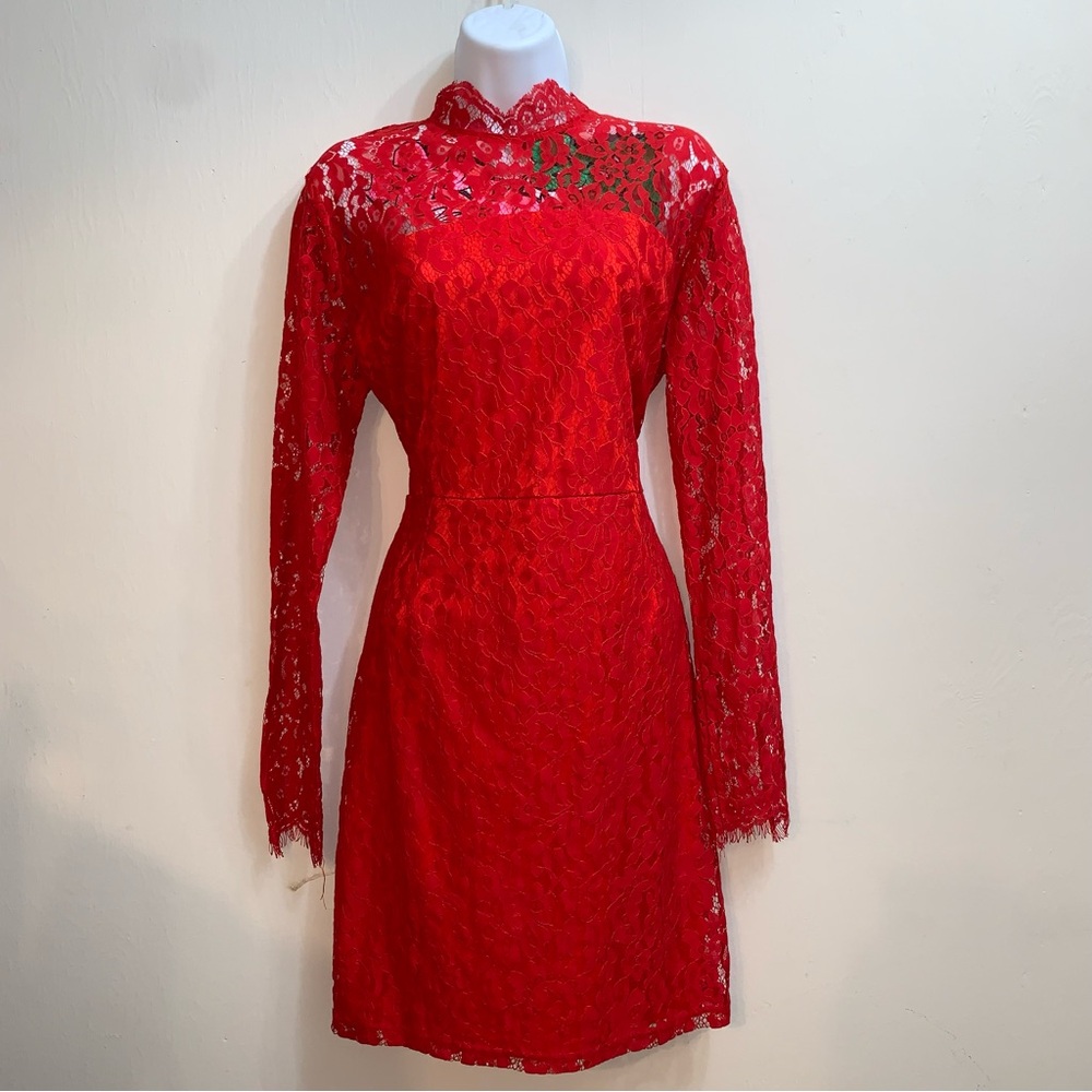 Red XL open back lace dress